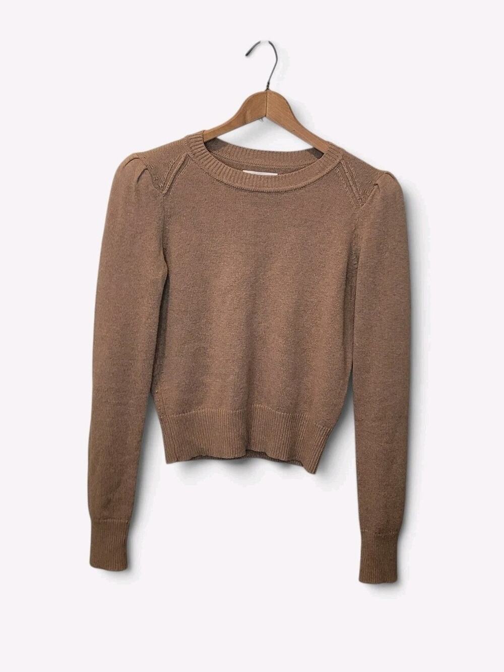 Isabel Marant Etoile Wool Blend Tan Kleely Puff Sleeve Sweater Size 2 Minimalist